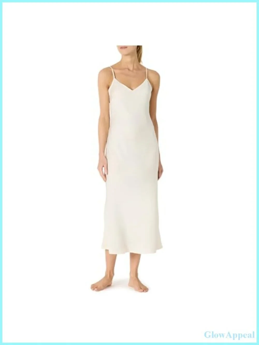 Satin Georgette Slip Nightgown Adjustable Cami Strap Sleeveless Midi Lounge